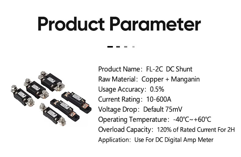 FL-2C 150A 200A 250A 300A 400A 500A 600A 750A 75mV Red Copper Shunt DC Ammeter Current Shunt Resistor