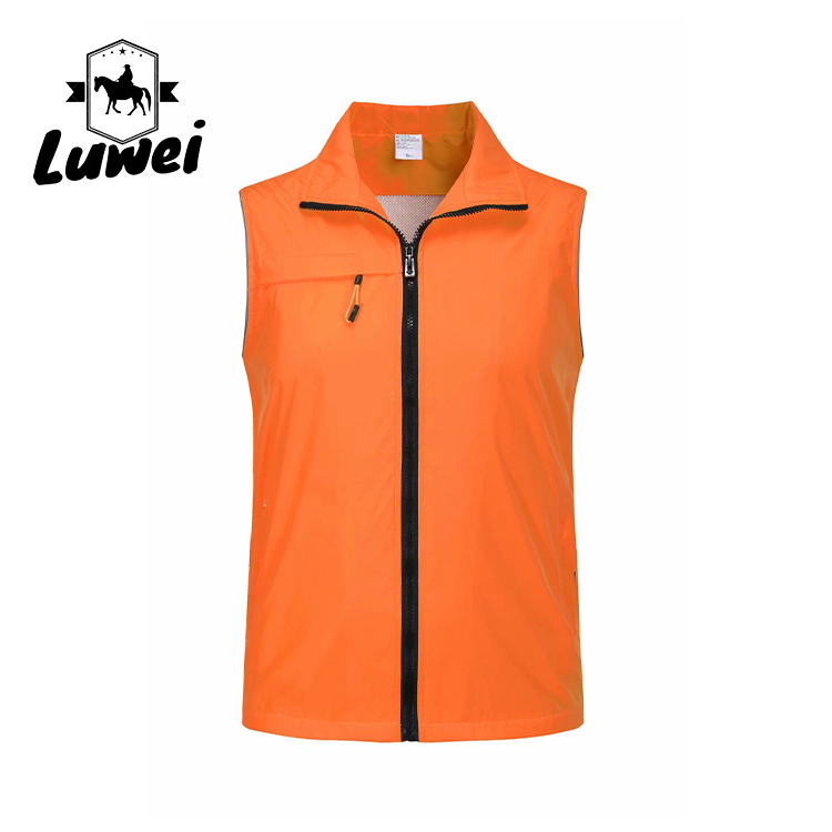 New Male Casual Summer Big Size Reflective Slim Fit Lapel Utility Zipper Thin Workwear Waistcoats Oversized Vests for Men