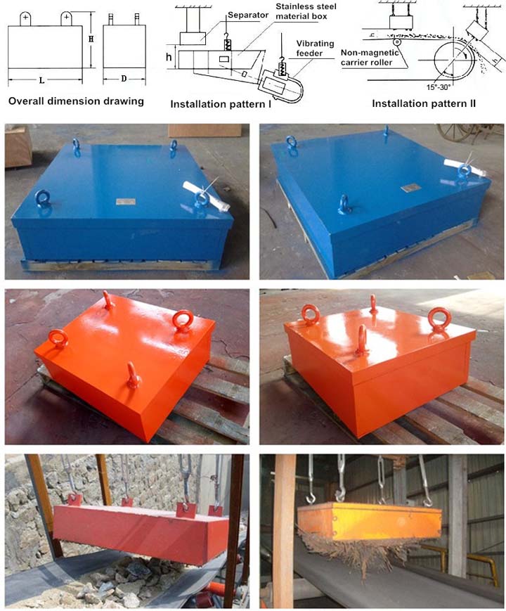 Light Weight Overband Magnetic Separator Heavy Duty Small Size Suspending With Hook