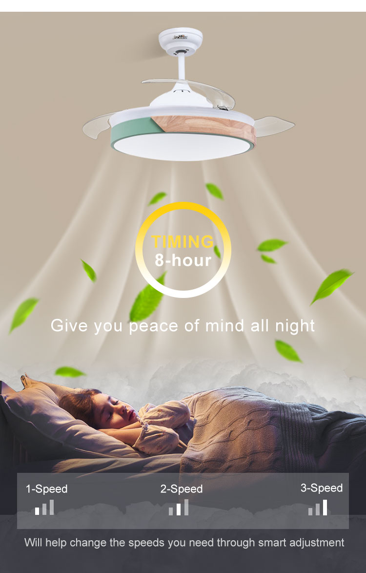 Color Temperature Options 42 Inch Ceiling Fan with Hidden Blades and Remote Control