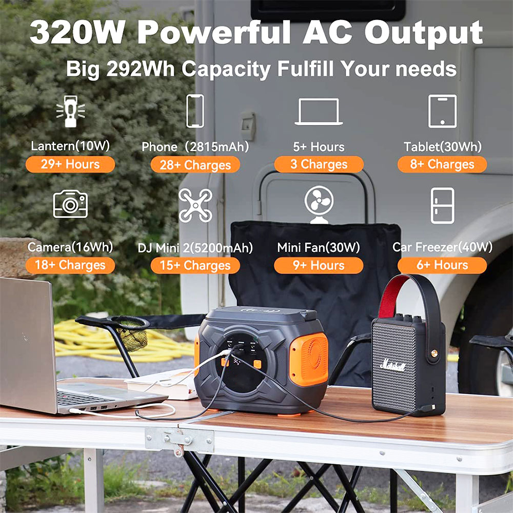 Multiple USB Outputs 320W Camping Portable Power Bank 292Wh Capacity
