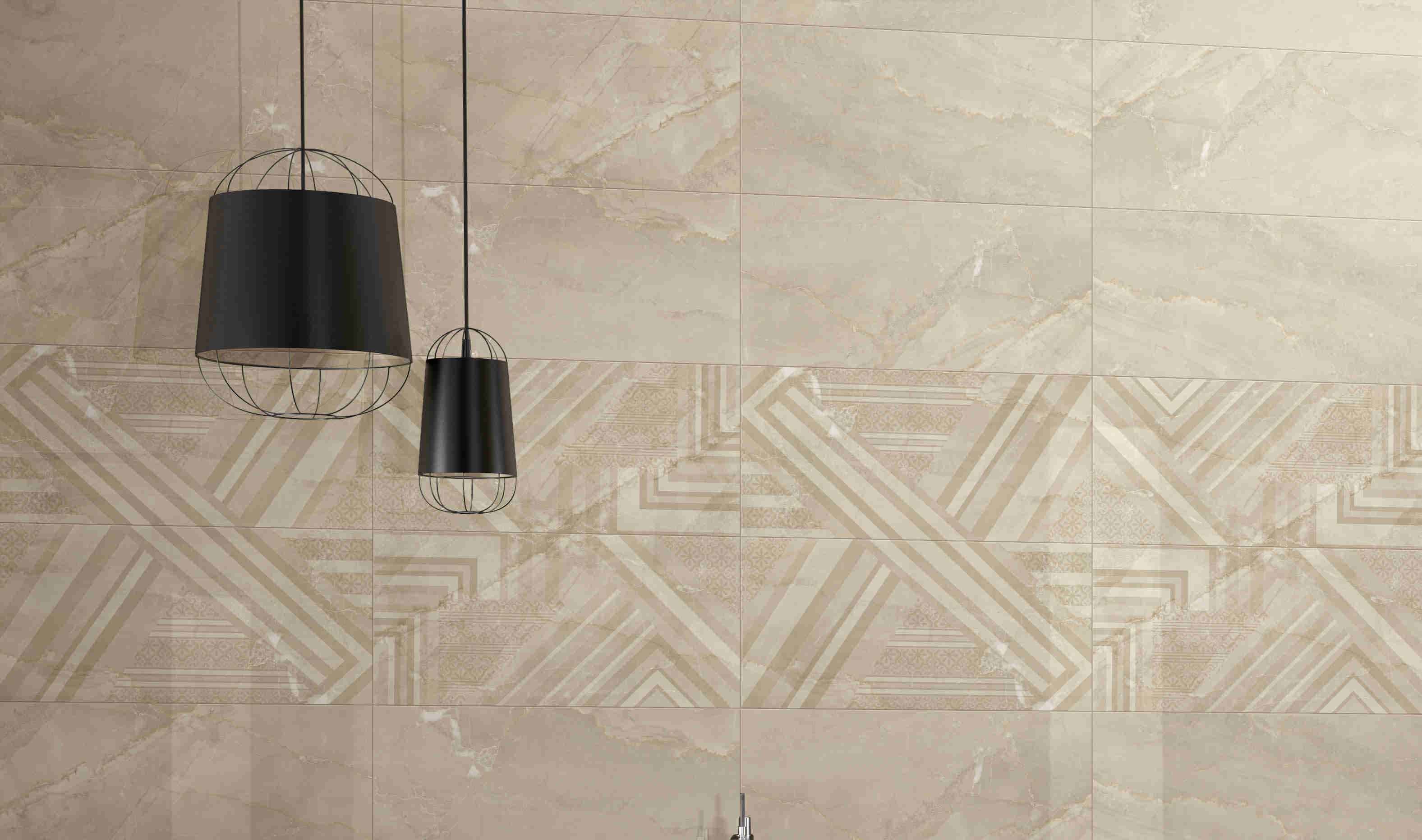 Grey Marble Effect Ceramic Wall Tiles 400*800mm Size Interior Glazed