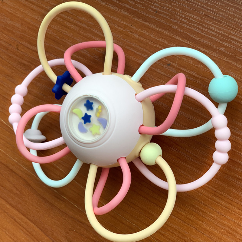 Baby Silicone Tooth Grinding Stick Baby Bite Music Toy Manhattan Hand Grab Ball