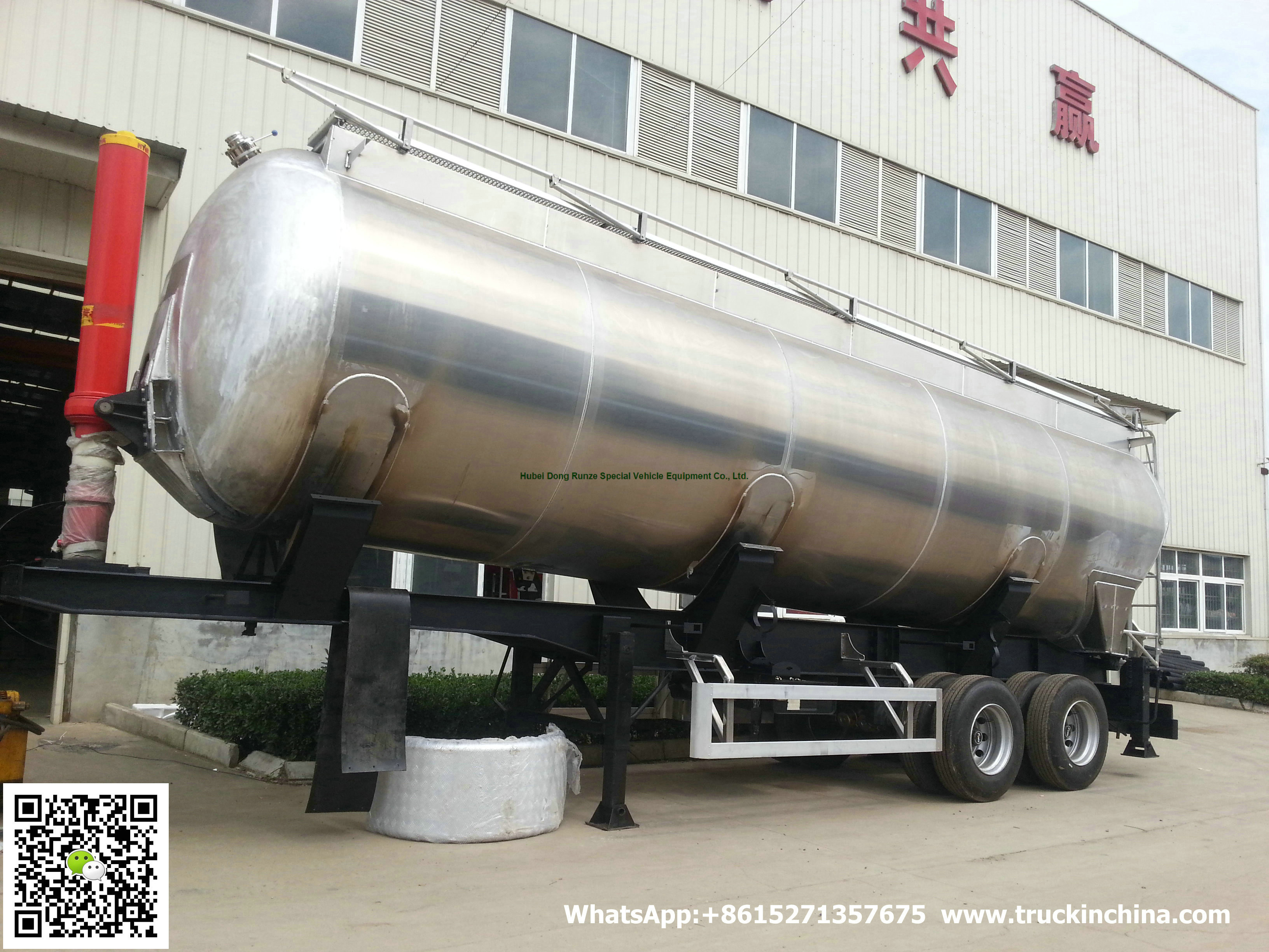 Aluminum Alloy Wheat Flour Bulk Tanker with Tipping Hydraulic Cylinder (6000USG-10000USG ）whApp:+8615271357675