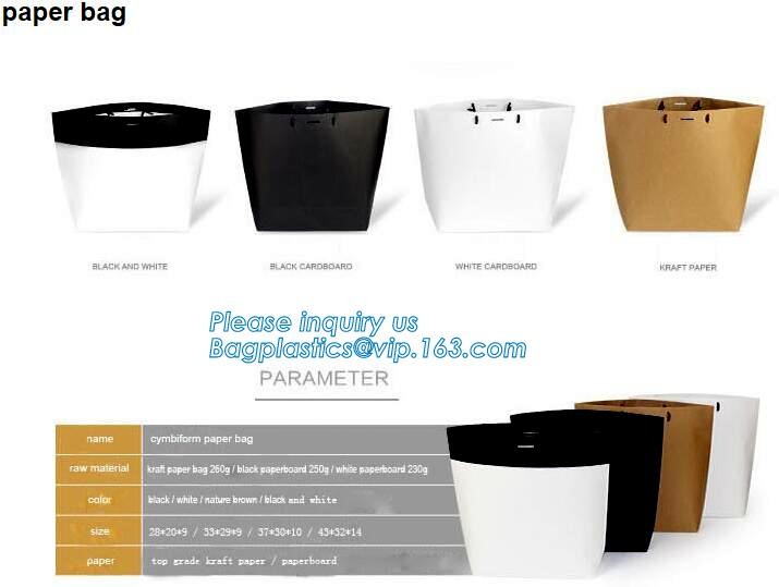 OEM Logo Printed Paper Packaging Bag Custom Good Quality Flower Carrier Bag,Art Paper Flower Carrier Bag Shopping Bags W