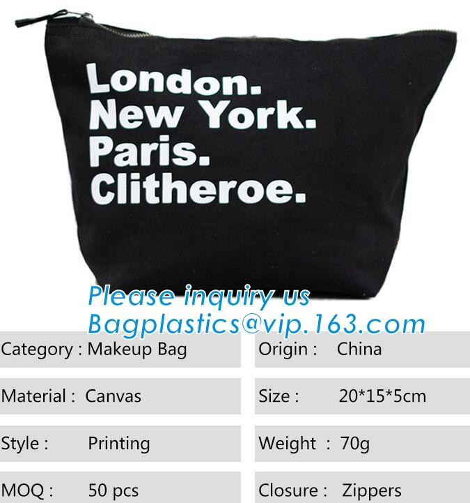 Professional Cosmetic Bag Canvas Zipper Pouch Wholesale, Private Label Makeup Bag, Canvas Bag with Zipper bagplastics