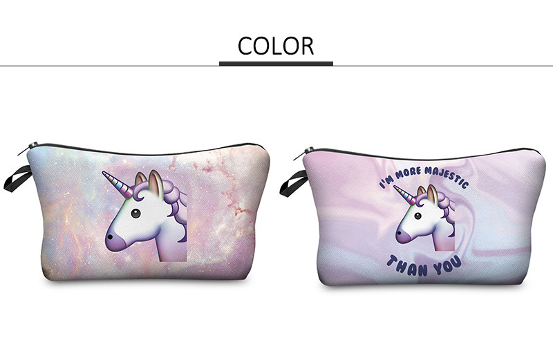 Travel Essential Unicorn Print Waterproof Zipper Toiletry Wash Bag