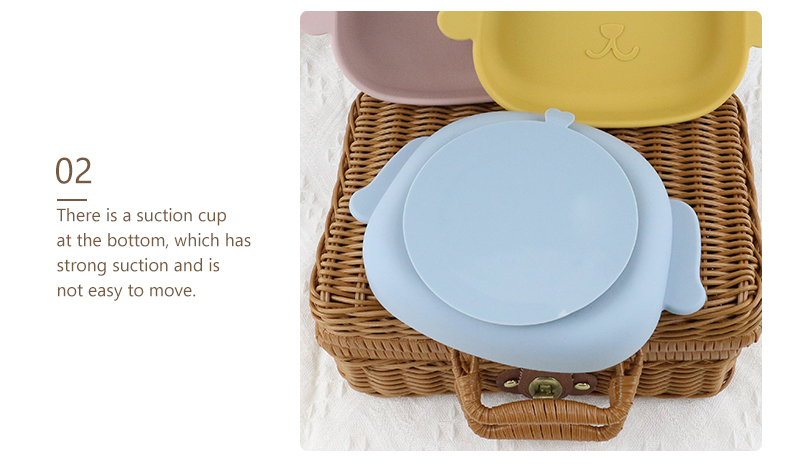 Dog Shape Toddler Silicone Plates Food Grade Non Toxic Eco Friendly