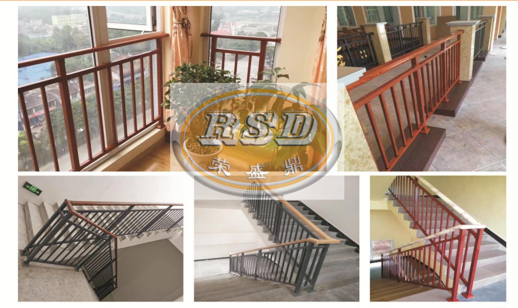Modern Style Natural Wood Grain Zinc Steel Railing Advanced Spraying Engraving Technology