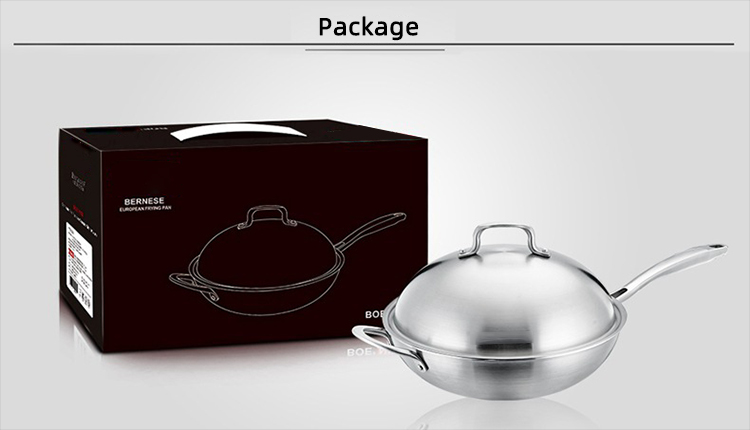 18/8 Stainless Steel Kitchen Non Stick Cooking Pot Wok With SS Lid