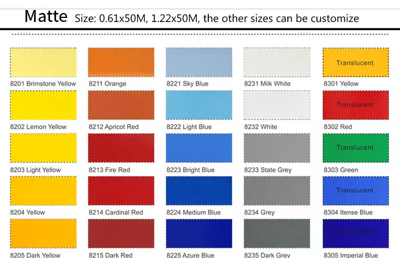 5 Years Durability Flexible Vinyl Film 0.914MX50M Colored Self Adhesive Frosted Film