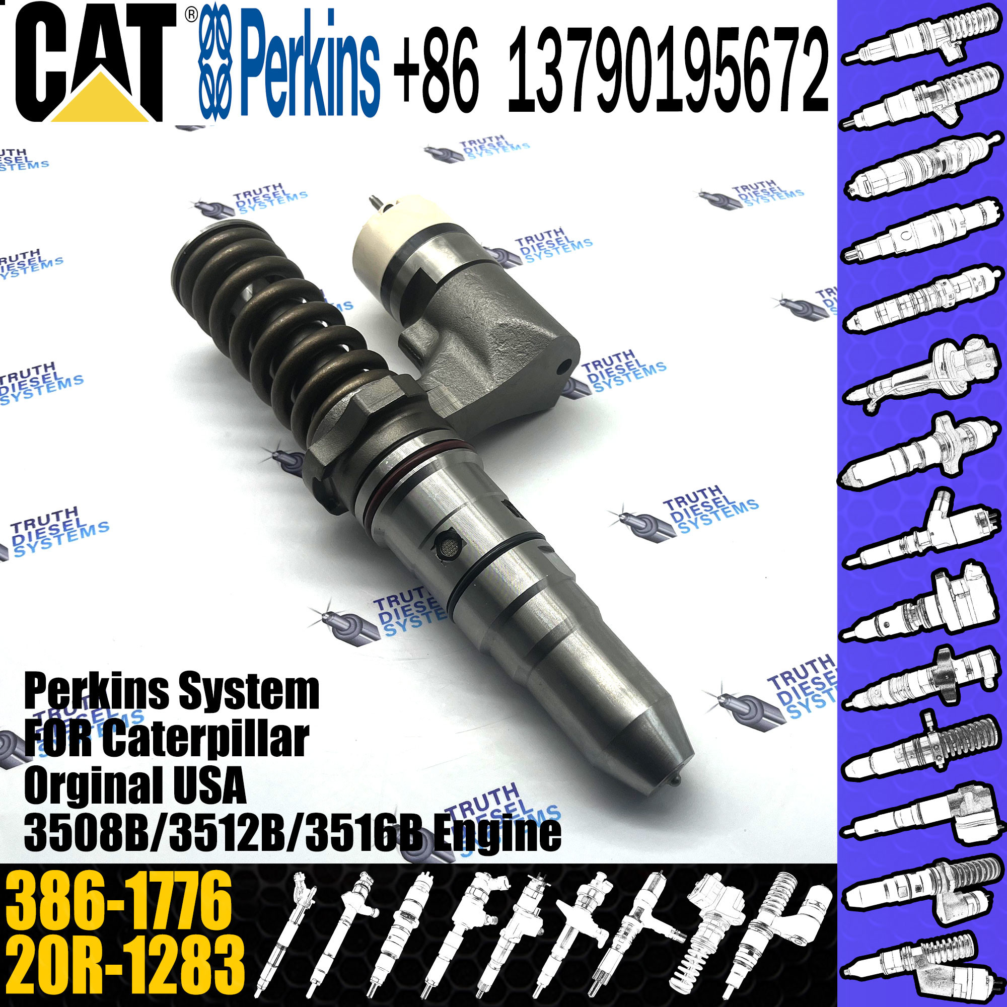 GAMEN Wholesale Diesel Fuel Injector 386-1776 20R-1283 For Caterpillar Engine - Industrial 3508B/3508C/3516B/3516C