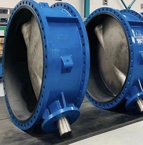 DI WCB PN16 BS EN593 Manual Double Flanged Butterfly Valve Wormgear Large size DN2200 Captop Rubber Seated