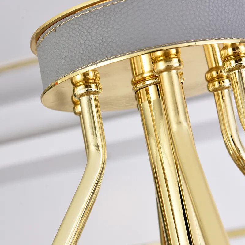 Round Modern LED Smoke Grey Crystal Chandelier E14 Electroplated Thickened Ceiling Plate
