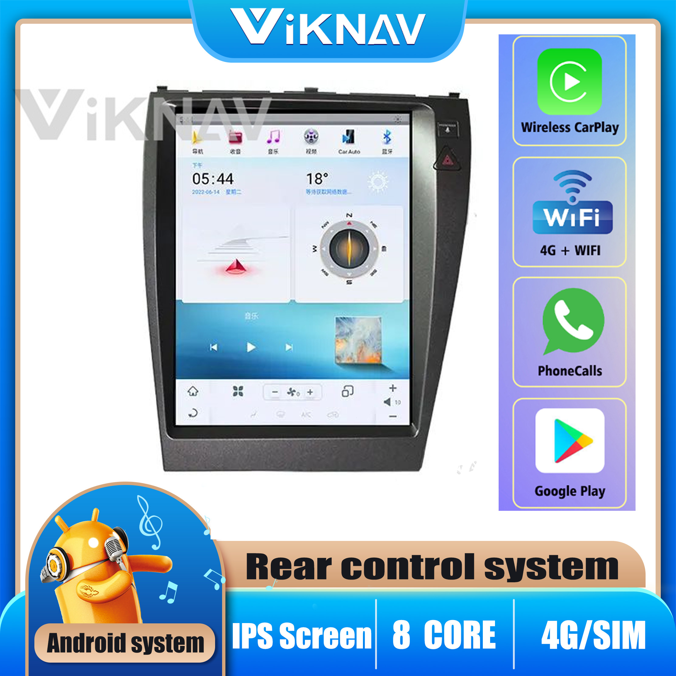 12.1 Inch Android Auto Stereo For Lexus ES 2006-2012 Navigation GPS Multimedia DVD Player Android Wireless Carplay 4G