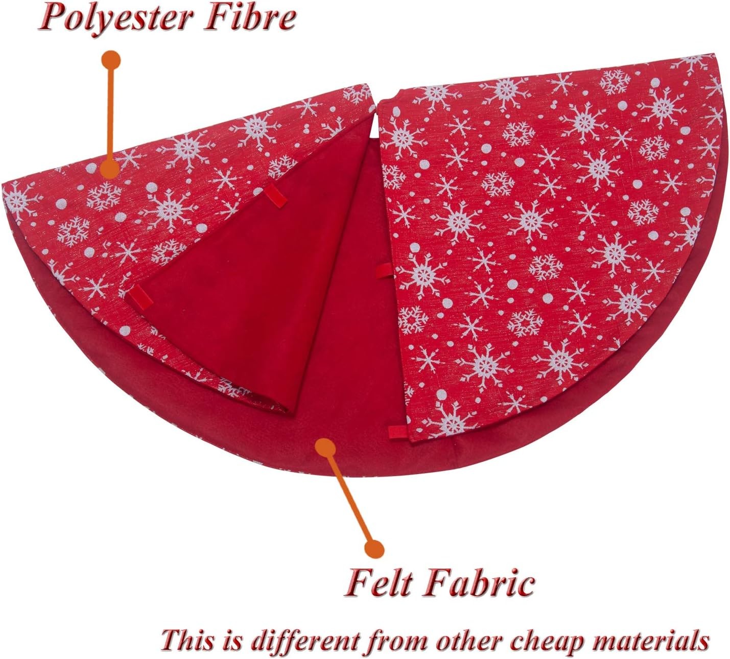 32 Inches Small Christmas Tree Skirt Double Layers Red and White Snow Carpet for Party Holiday Decorations Xmas Ornament