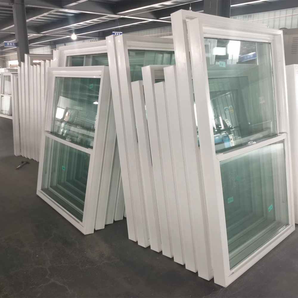 Locking Mechanism PVC Single Hung Vertical Sliding Windows Low E Vinyl Windows
