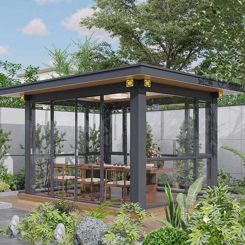 Metal Type Aluminium Alloy Louver Turning Sunroom Gazebo for Courtyard and Garden Sun Protection