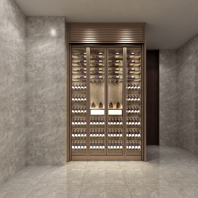 Commercial Cooling Metal Stainless Steel Wine Cabinet Display Racks
