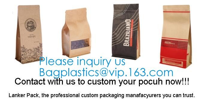 Stand Up Packaging Bag With See-Through Window, k Food Packaging Bag, Gravure Print Quad Seal Bag For Pet Food Pac