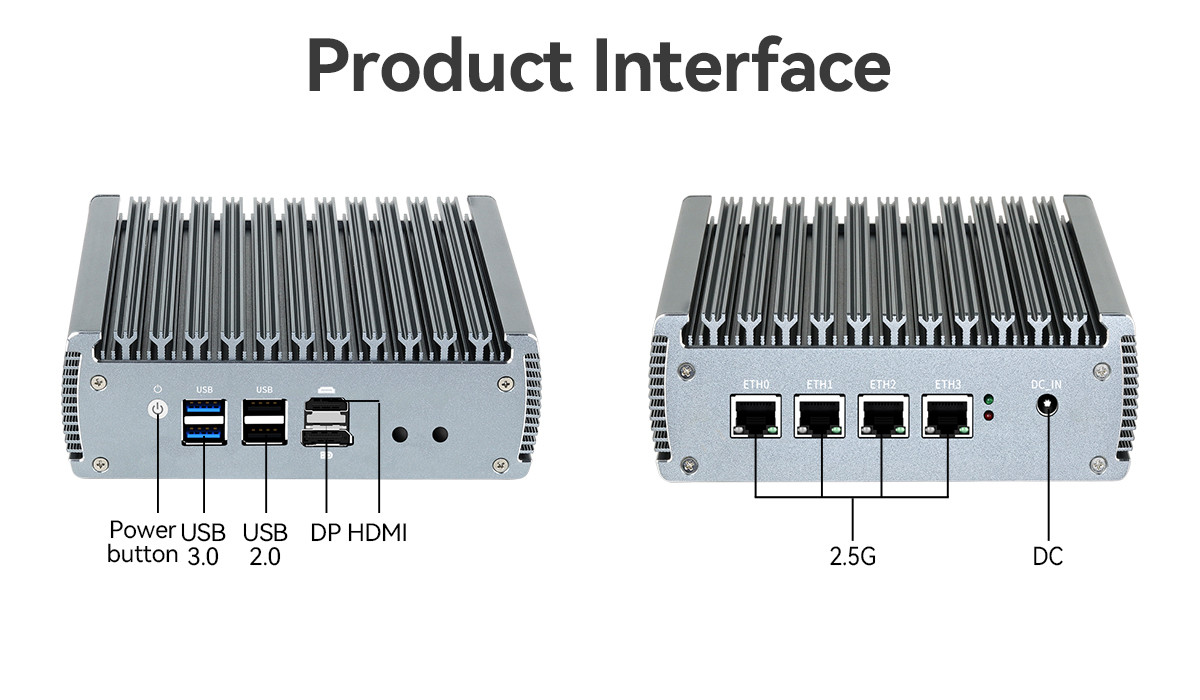DDR5 16GB RAM N100 Soft Router 4 LAN Firewall Mini PC Router With Linux For Home Office