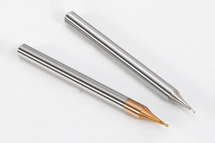 2-flute Tungsten Carbide Ball End Mill with Micro Diameter for 60° Angles in Steel and Aluminum