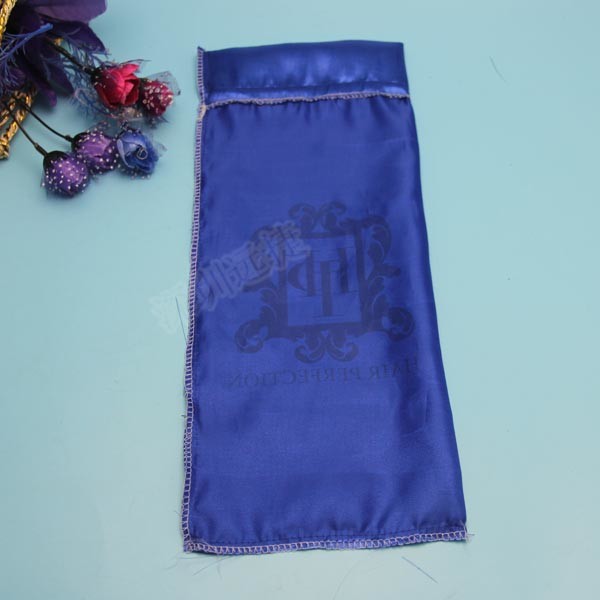 Navy Blue Hair Extension Kit Bag , 5 X 14 Inch Silk / Satin Drawstring Pouch