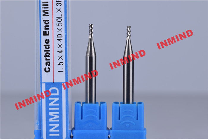 1.5 mm Dia 3 Flute End Mill For Aluminum , Bright Surface 4 mm Cutting Length