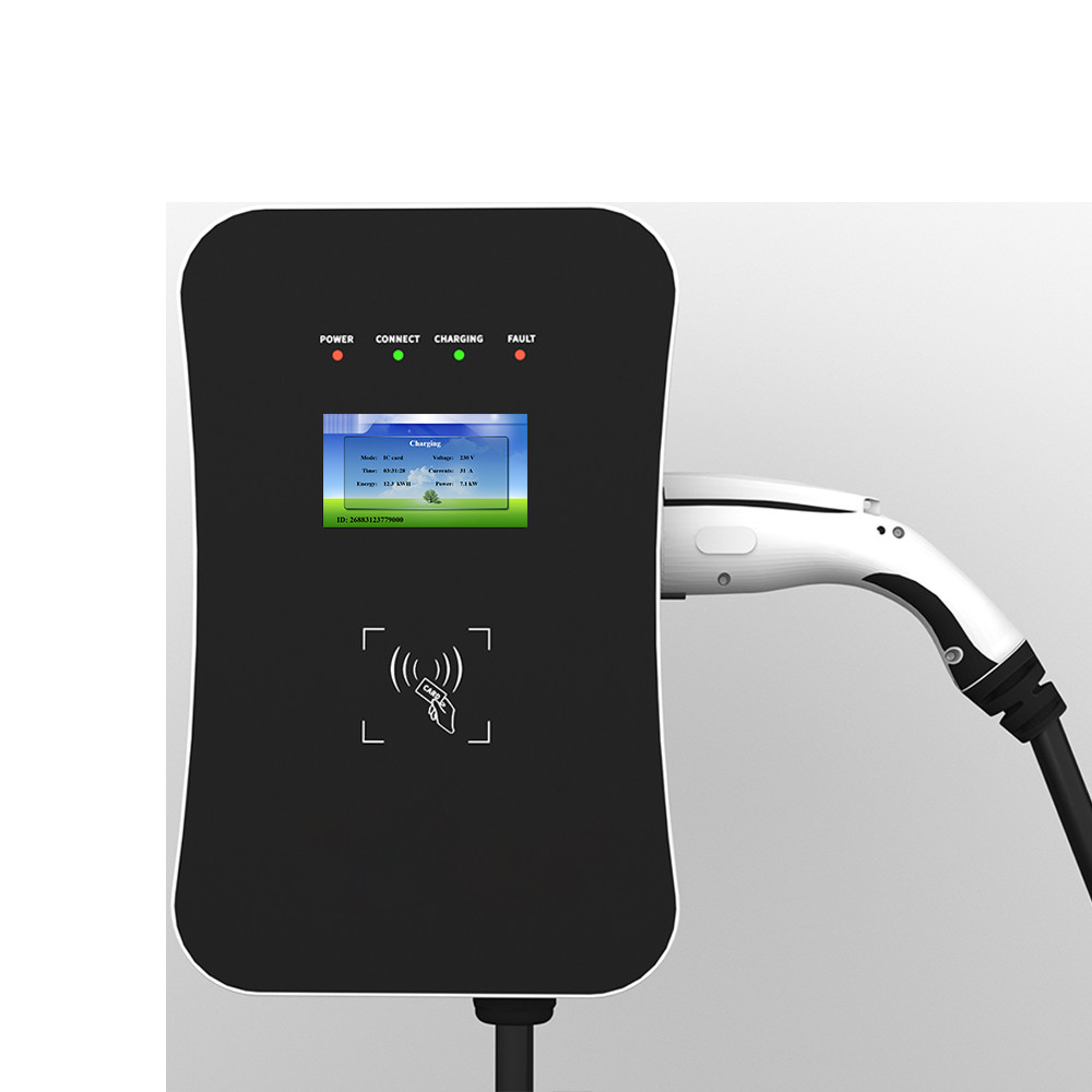 CCS1 Level 2 J1772 Type Home Charger Stations With 4 Indicators LCD Screen