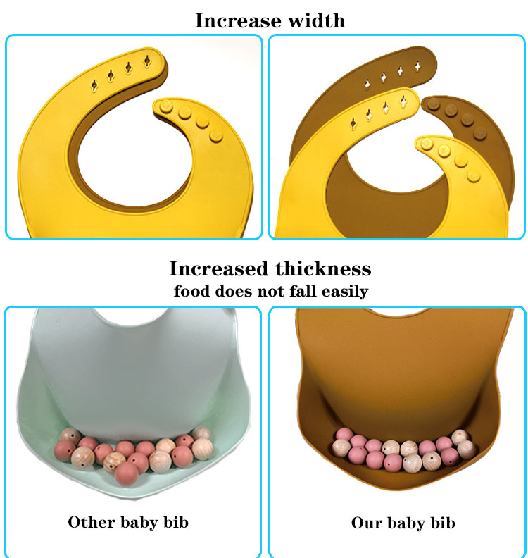 OEM Custom Adjustable Length Silicone Baby Bib With Food Catcher