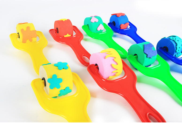 Kids DIY Painting Art Craft EVA Foam Paint Roller mini Sponge stamp roller foam brushes Sponge Roller kids Sponge Stamp