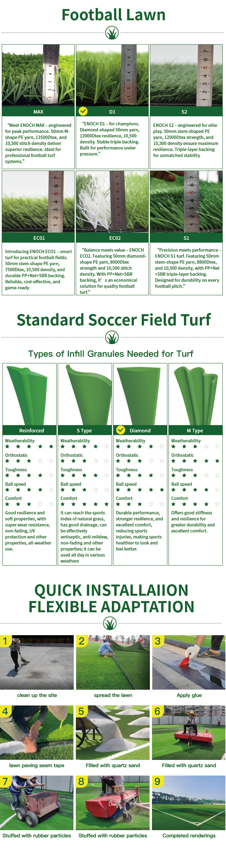 Eco-Friendly Sustainable Artificial Grass for Football Fields All-Season Artificial Turf