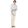 Buy cheap Men'S 100% Linen White Mandarin Collar Henley Shirt Long Sleeve from wholesalers