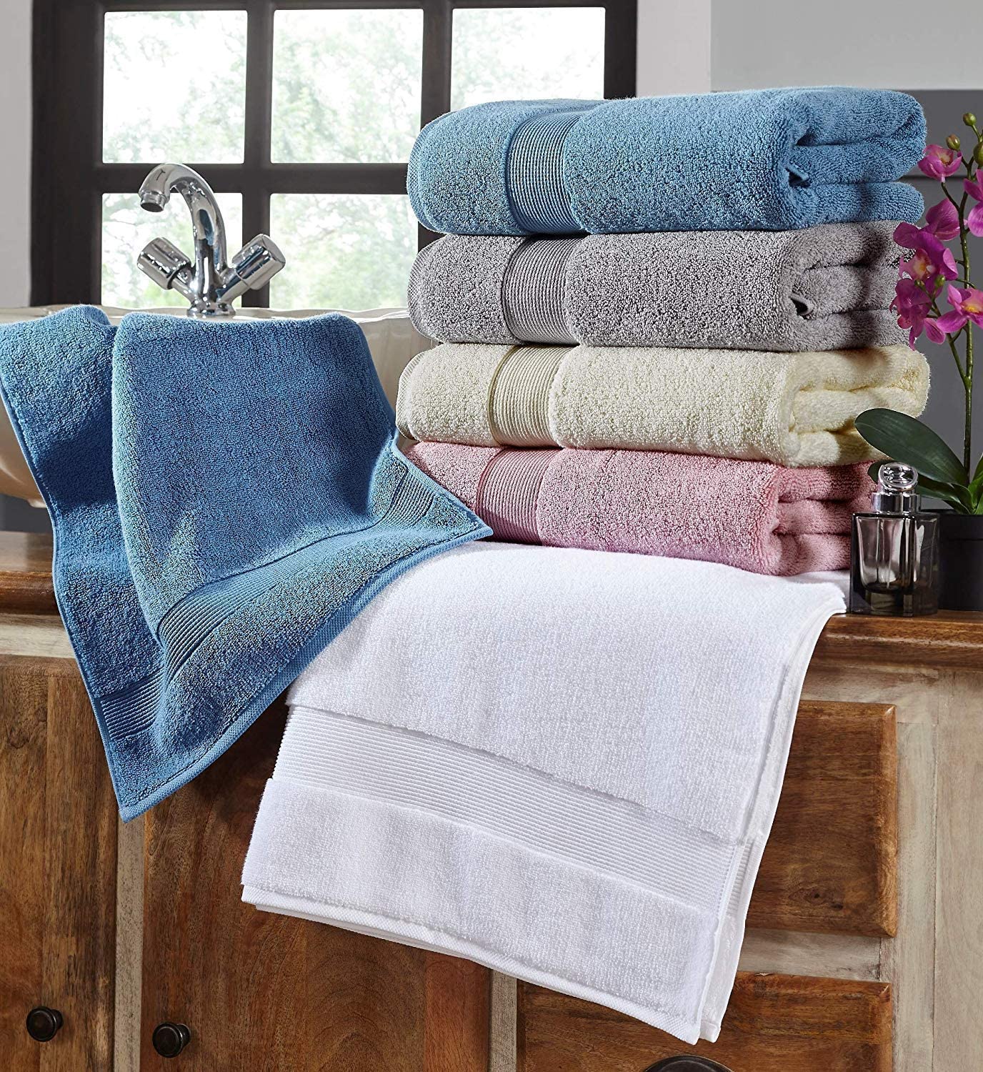6 Piece Towel Bath Custom Luxury Towel Sets 100% Cotton Rectangle Shape Samples