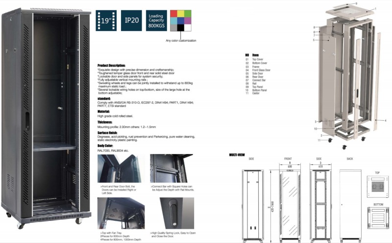 Indoor Network Cabinet Server Rack Fiber Optical Telecom Cabinets Temperature -50 85