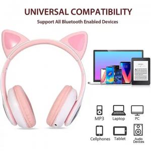 China Hot Sale Cat Ear B39 Wireless Headphone With LED Light Wireless Earphone Support TF Card Gaming Headset For Children on sale