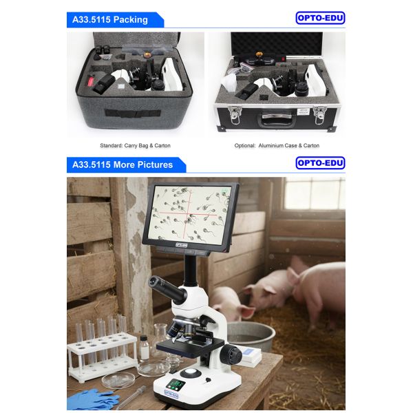 OPTO-EDU A33.5115 9" LCD Heating Stage Microscope with 40x~640x Optical Magnification and 60fps