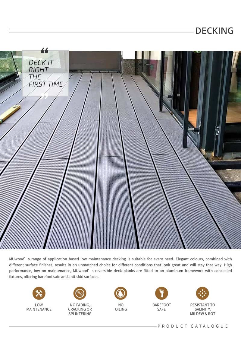Outdoor WPC Floor Decking Extruded Customized WPC Decking Floor
