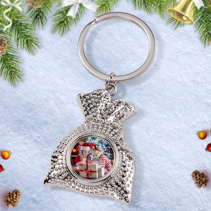 Sublimation Christmas Gift Bag Key Chain Pendant Sublimation Keyring