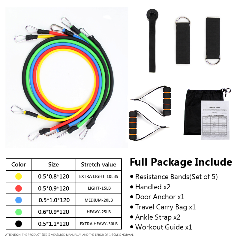 11 Pcs 120mm Fitness Gear Resistance Tubes 2 Ankle Tube Bands