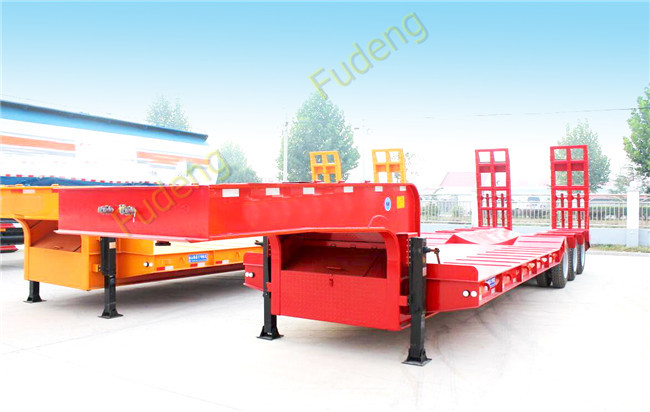 Tri - axle heavy duty utility low bed trailer 60 tons with ramps and fuwa axles