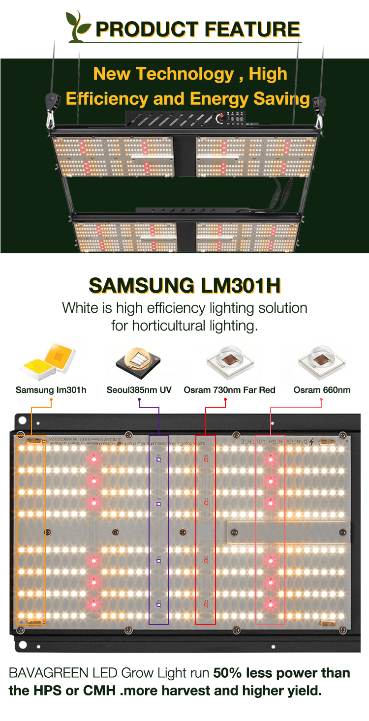 BAVA 480W LM301H quantum board red ir uv vertical farming indoor plant grow light 3