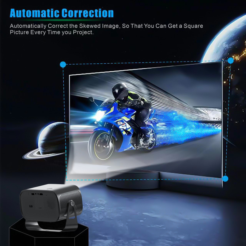 Mini Portable Projector with WiFi6 2.4G/5G 802.11a/b/g/n/ac/ax GPU ARM Mali-450 MP2 GPU 720P LCD Projection Technology