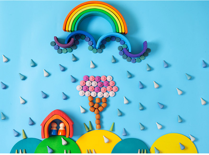 Cones 4cm Wooden Rainbow Stacker Wooden Mushroom Puzzle