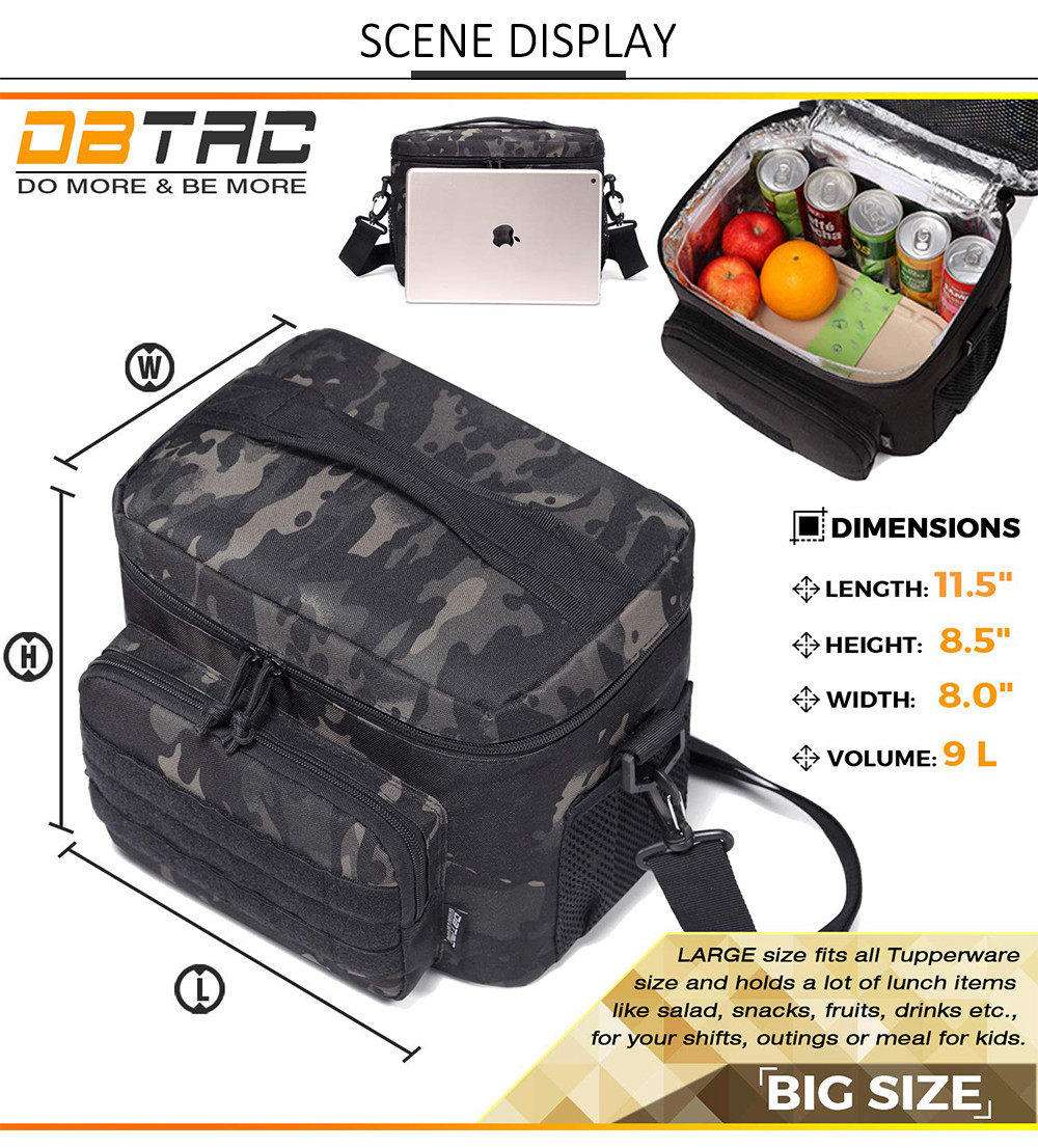 Portable Large Leakproof Lunch Bag Adult with Shoulder Strap and Side Pocket