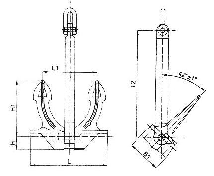 Jis Type Boat Anchor Carbon Steel Stockless Marine Anchor