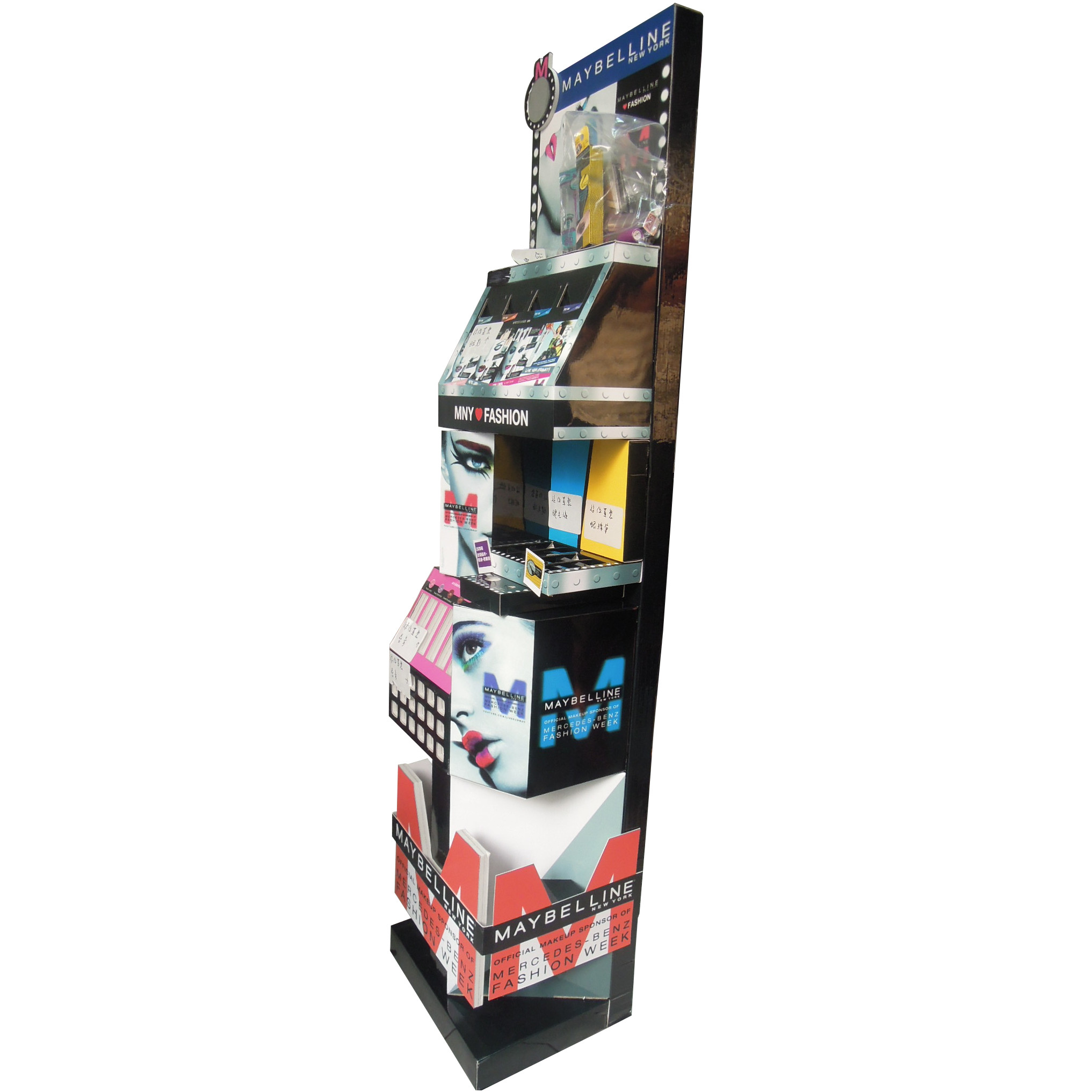 Recyclable Cardboard Floor Display Stands Offset Printing Customized Color