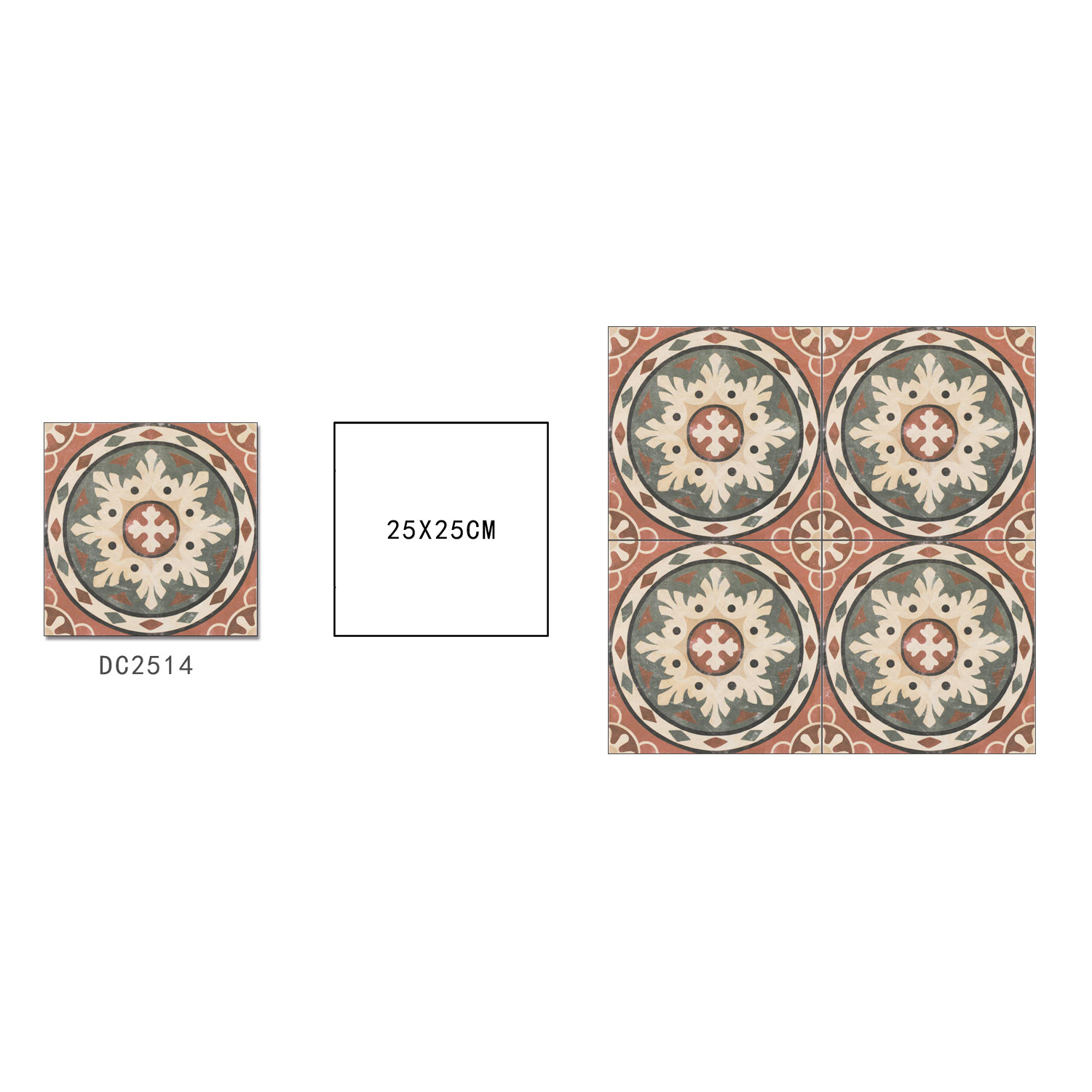 Retro 250x250mm Ceramic Rustic Tiles For Kitchen And Eco-Friendly Wall Tile For Bathroom