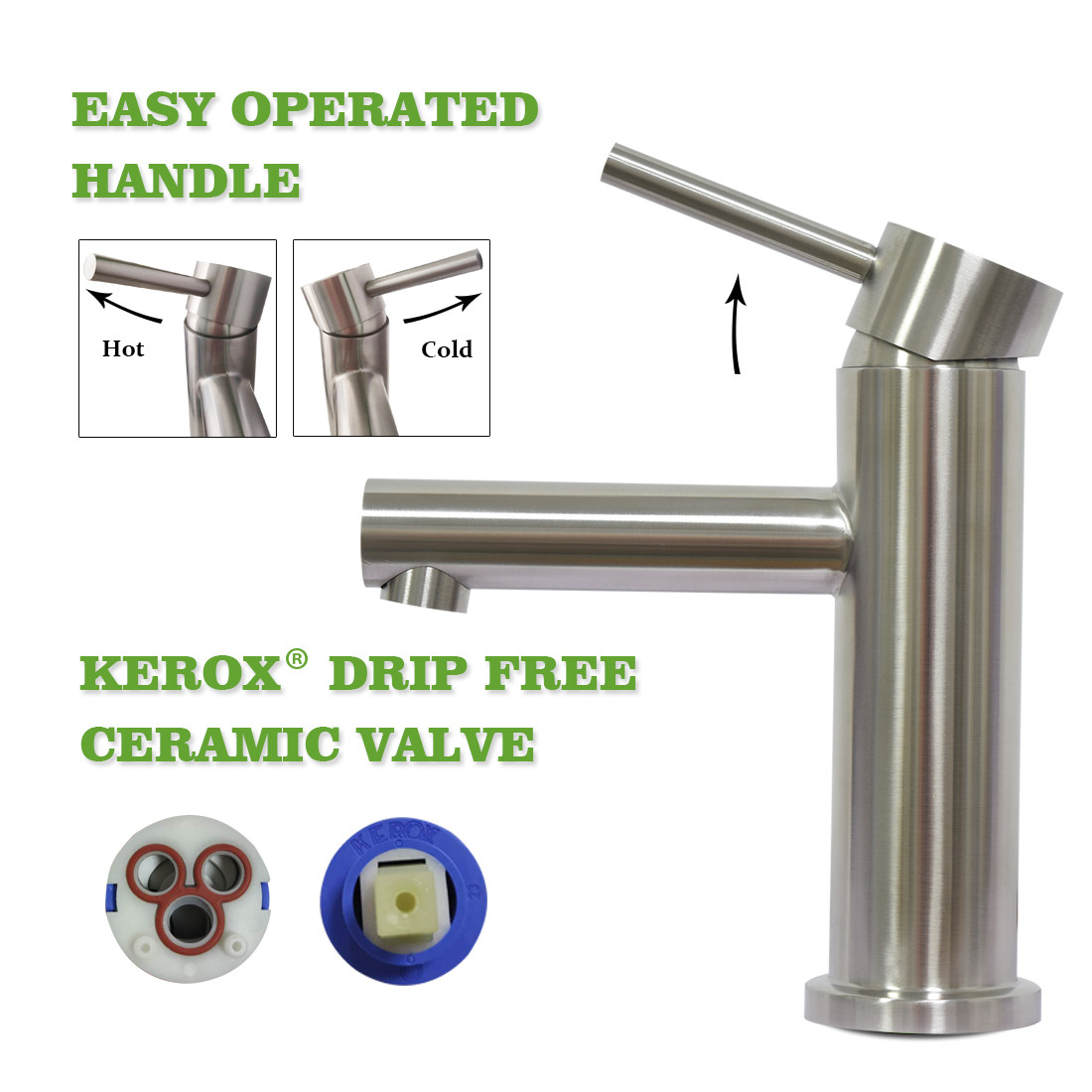Solid Steel 316 Body Basin Mixer Brush Satin Bathroom Faucet Tap Basin Faucet Waterfall Taps Manufacturer