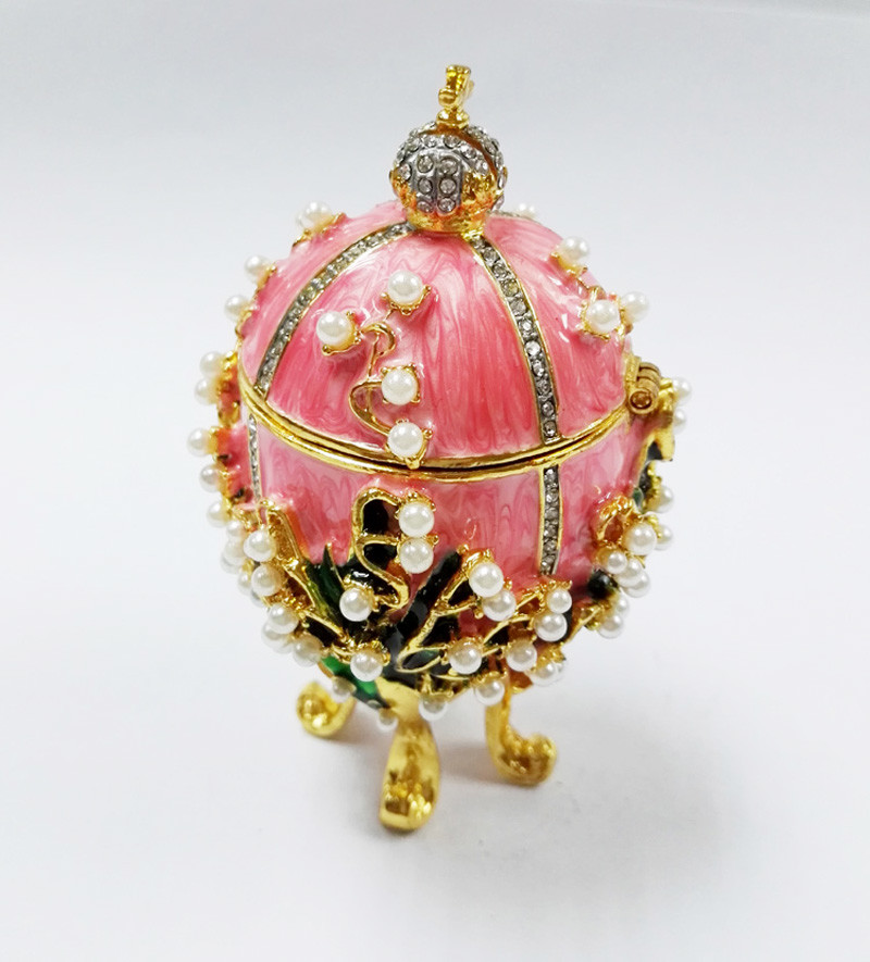 Enameled Easter Egg Jewelry Box wholesale easter egg metal Faberge Egg Jewelry Boxes Trinket Boxes decor metal gift